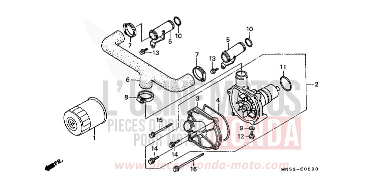 OIL FILTER/WATER PUMP for Gold Wing CANDY SPECTRA RED (R176) from 1988
